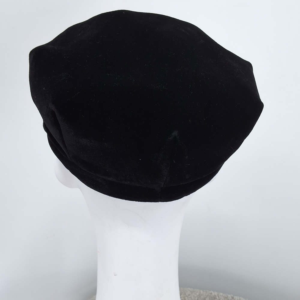 Burberry Black Velvet Newsboy Cap Medium - Picture 4 of 6